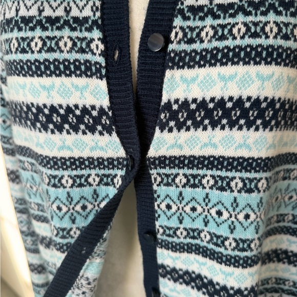 Croft & Barrow Women's Patterned Cardigan - Navy and Light Blue - Picture 2 of 7